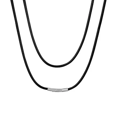 Afbeelding van Trekkoord voor hanger, leer, met parel, heren, gepersonaliseerde naam, dames, ronde hals, gevlochten was, bruin/zwart, breedte: 2 mm/3 mm. Lengte: 41/46/51/55/61/66/71/76 cm] Sieraden cadeau