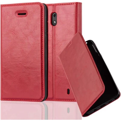 Afbeelding van Cadorabo Hoesje geschikt voor Nokia 2 2017 in APPEL ROOD Beschermhoes met magnetische sluiting, standfunctie en kaartvakje Book Case Cover Etui