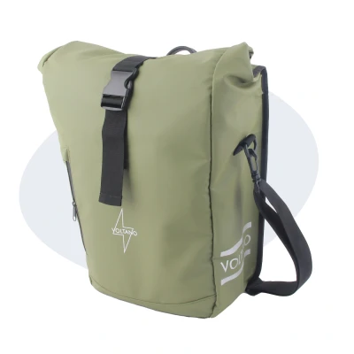 Afbeelding van Voltano Journey Luxe Fietstas 28L Olijf Groen Enkele Pakaftas Laptopvak