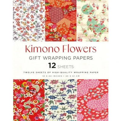 Afbeelding van Kimono Flowers Gift Wrapping Papers 12 sheets