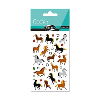 Afbeelding van Maildor 560353C een zakje met 3D stickers Cooky, 1 bord, 7,5 x 12 cm, paarden (18 stickers)