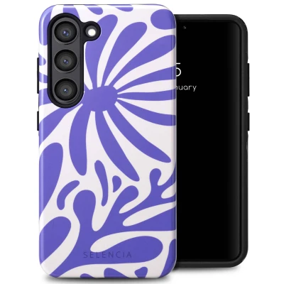 Afbeelding van Selencia Hoesje Geschikt voor Samsung Galaxy S23 Vivid Backcover Modern Bloom Sapphire Blue