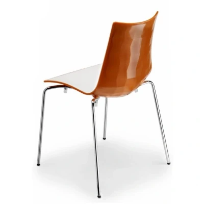 Afbeelding van Kantinestoelen Design Luisa Battaglia Oranje kuip Chroom frame