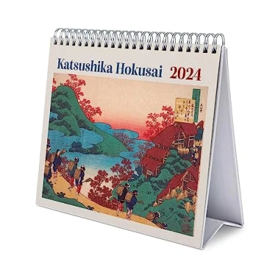 Afbeelding van Grupo Erik Bureaukalender 2024 Japanese Art, Hokusai 20 x 18 cm, maandkalender in het Frans met harde standaard, officieel gelicentieerd product, FSC gecertificeerd