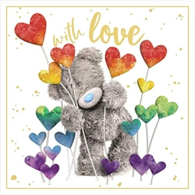 Afbeelding van Me to You ALV93039 kaart beer met regenboogharten, meerkleurig, 15,2 x cm