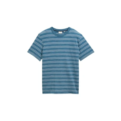Afbeelding van Tom Tailor Heren T shirt REAL TEAL YARN DYE STRIPE L
