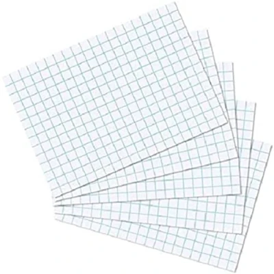 Afbeelding van Pak 100 steekkaarten bristol in folie geruit 5x5 niet geperforeerd 55x74mm, Wit