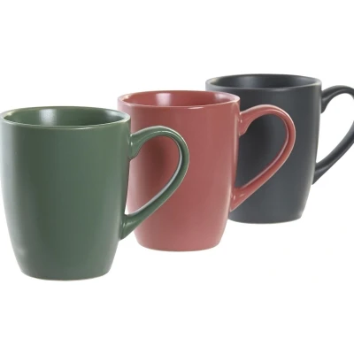 Afbeelding van Set van 4 mokken DKD Home Decor Natuurlijk Roze Wit Groen Donker grijs Keramiek 160 ml