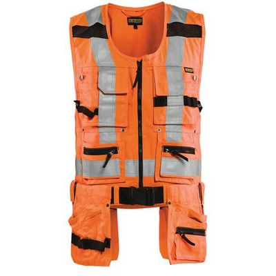 Image de Gilet porte outils haute visibilité orange fluorescent, anneau D