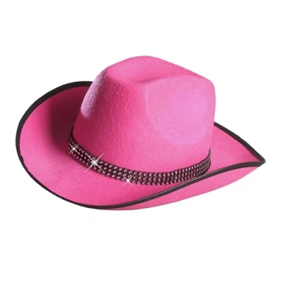 Afbeelding van Widmann Cowboy &amp; Cowgirl Kostuum Cowboyhoed Roze Met Strass Band Carnavalskleding Verkleedkleding