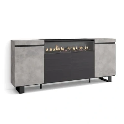 Afbeelding van Skraut Home Dressoir voor woonkamer en keuken opbergkast, commode 200 x 87 35 cm 4 deuren schoenenkast moderne stijl cement