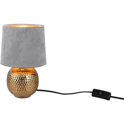 Afbeelding van REALITY SOPHIA Tafellamp Goud excl. 1x E14 40W Snoerschakelaar Grijs kap