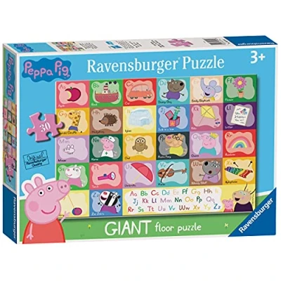 Afbeelding van Ravensburger Peppa Pig alfabet reuzenpuzzel 24 delig voor kinderen vanaf 3 jaar educatief speelgoed peuters