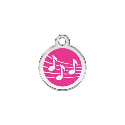 Afbeelding van Music Hot Pink roestvrijstalen hondenpenning small/klein dia. 2 cm RedDingo