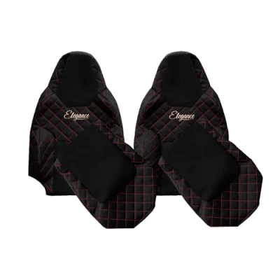 Afbeelding van F CORE vrachtwagen accessoires Stoelhoezen compatibel voor MAN TGX TGS TGM TGL 03.21 Met CS driver ZWART/ROOD