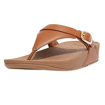 Afbeelding van FitFlop Lulu Adjustable Toe Post Leather BRUIN Maat 39