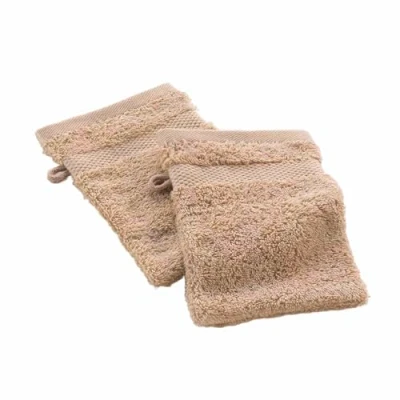Afbeelding van douceur d&#039;intérieur, 2 washandjes (15 x 21 cm) Elegance Hazelnoot, 100% katoen, effen
