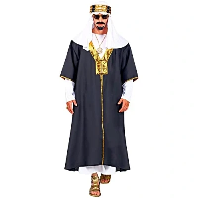 Afbeelding van Widmann 1001 Nacht &amp; Arabisch Midden Oosten Kostuum Sultan Suleiman Oliekan Zwart, Wit / Beige XXL Carnavalskleding Verkleedkleding
