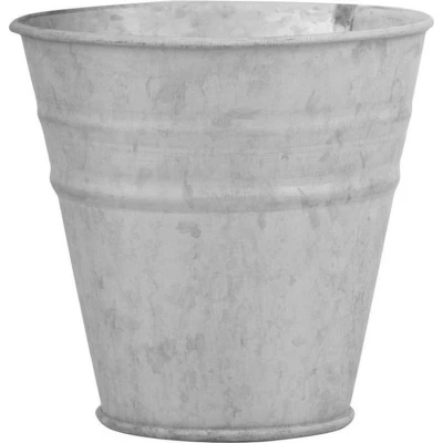 Afbeelding van Oud Zinken emmertje/bloempot zilver 13 cm emmertjes Bloememmertje Decoratie emmer