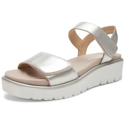 Afbeelding van ara Sandalen met plateauzool grau, Dames, Maat: 39, Grau Veloursleer