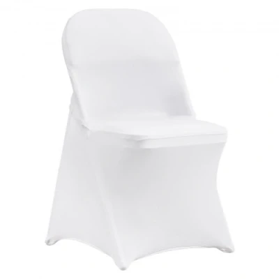 Image de VEVOR 50 pcs, housses de chaise pliantes en spandex extensible, protection universelle, amovibles et lavables, pour mariage, vacances, banquet, fête, célébration, salle à manger, blanc