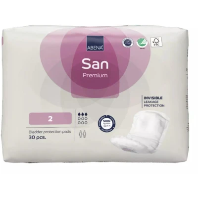Afbeelding van ABENA San 2, 30x Absorberende Inlegger, Pak, te Dragen in aansluitend Ondergoed Voor Lichte tot Matige Urineverlies Absorptie 350 ml, lichtroze