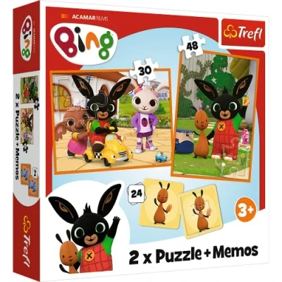 Afbeelding van Trefl Bing with Friends 3 in 1: 2x Puzzels + Geheugenspel, 30 en 48 elementen, verschillende moeilijkheidsgraden, 24 memo&#039;s, leuk voor kinderen vanaf jaar