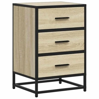 Afbeelding van vidaXL Nachtkastje 40x34,5x60 cm bewerkt hout en metaal sonoma eiken