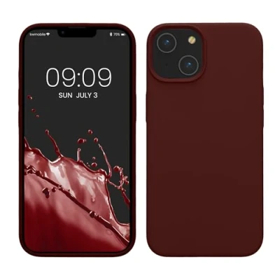 Afbeelding van kwmobile telefoonhoesje geschikt voor Apple iPhone 14 Hoesje met siliconen coating Smartphone case in bordeaux violet