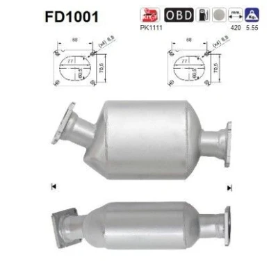 Afbeelding van Roetfilter, uitlaatinstallatie AS FD1001, voor o.a. BMW