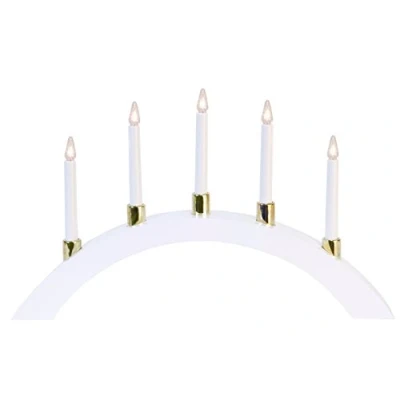 Afbeelding van Star Trading LED lichtboog &#039;Halla&#039;, hout, 5 kaarsen, wit, rond
