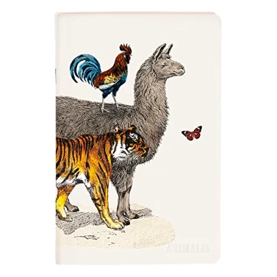 Afbeelding van Clairefontaine 115738C Piqué notitieboek met dierenmotief/lama/giraf/olifant, hert, 11 x 17 cm, 96 pagina&#039;s, gelinieerd, wit papier, 90 g, collectie Animalis 4 afbeeldingen, levering is willekeurig