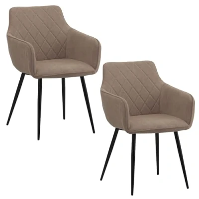 Afbeelding van Albatros Sila Eetkamerstoelen, 2 stuks, bruin, modern en elegant, comfortabele gestoffeerde stoel, elegante keukenstoel, eetkamerstoel of eettafel in retrolook