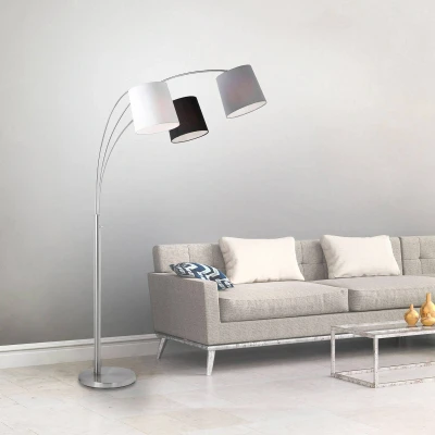 Afbeelding van Vloerlamp Melvin, 3 lamps, zwart/grijs/wit