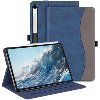 Afbeelding van FINTIE beschermhoes voor Samsung Galaxy Tab S9 FE 10,9 inch/Tab 11 inch 2023, verstelbare multiposities, met documentenvak, automatische slaap/wake functie, denim indigo