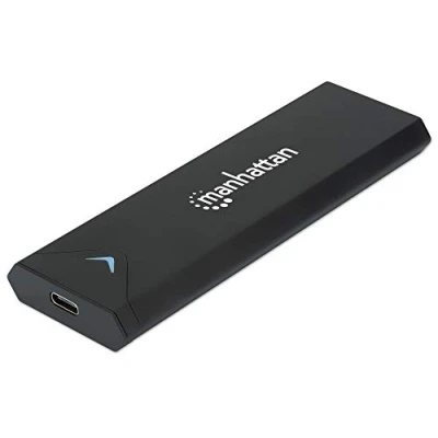 Image de Boîtier Manhattan pour disque dur SSD M.2 NVMe USB 3.2 Gen 2 Connexion C femelle Compatible UASP Aluminium Noir