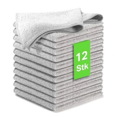 Afbeelding van Kemes 12 stuks streepvrije microvezel reinigingsdoeken 30 x cm (grijs, 12)