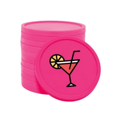 Afbeelding van CombiCraft cocktail munten neon roze Ø29mm enkelzijdig bedrukt 100 stuks