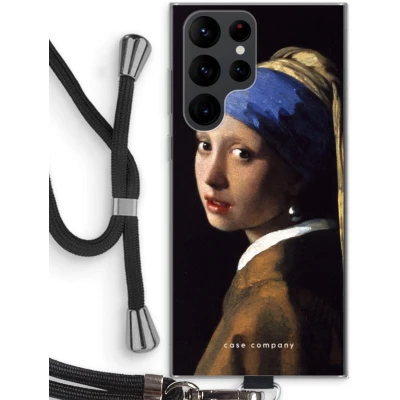 Afbeelding van hoesje met Koord geschikt voor Samsung Galaxy S22 Ultra The Pearl Earring Telefoonhoesje Zwart Bescherming aan alle Kanten en Over de Schermrand