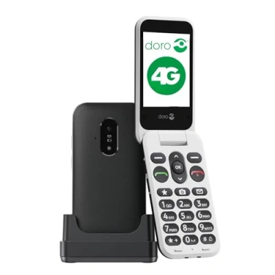 Image de DORO Leva E22 4G téléphone de service RAM 64 Mo / Mémoire interne 128 microSD slot écran LCD (TFT) 320 x 240 pixels (60 Hz) rear camera 0,3 MP blanc et noir