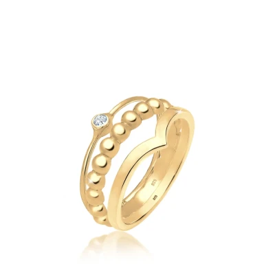 Afbeelding van Elli Ring Set van 3 Kristal 925 Sterling Zilver verguld