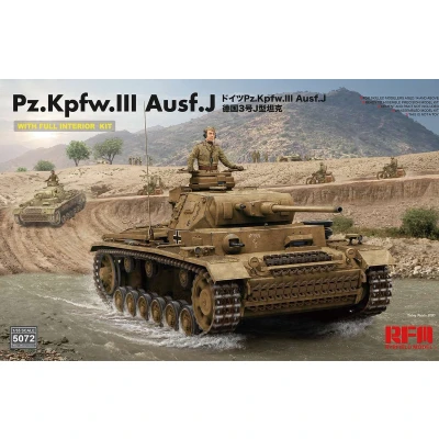 Afbeelding van 1:35 Rye Field Model 5072 Pz.Kpfw.III Ausf. J Tank Full Interior Kit Plastic Modelbouwpakket