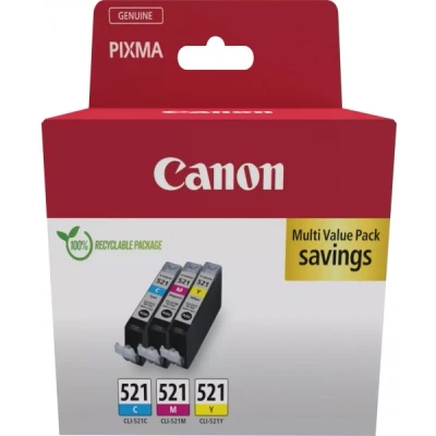 Afbeelding van Canon Inktcartridge CLI 521 C/M/Y Multipack Origineel Combipack Cyaan, Magenta, Geel 2934B015