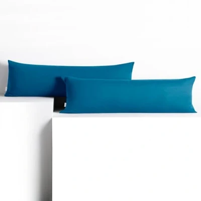 Afbeelding van DecoKing 2 kussenslopen 20 x 120 cm, jerseykatoen, rits, barnsteenblauw