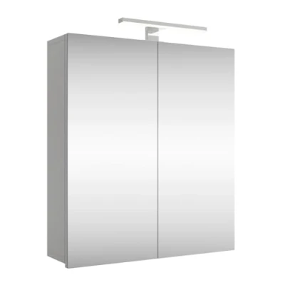 Afbeelding van Planetmöbel Merkur Spiegelbadkamerkast met verlichting, 60 cm breed, hangkast spiegel, led chroom, wit/grijs