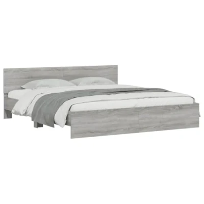 Afbeelding van vidaXL Bedframe met hoofdeinde grijs sonoma eikenkleurig 180x200 cm