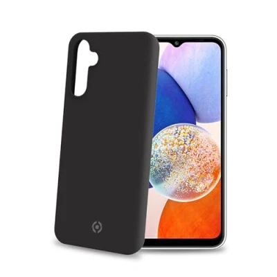 Afbeelding van Celly Cromo Siliconen hoesje Geschikt voor Samsung Galaxy A14 TPU Back Cover Microfiber Zwart