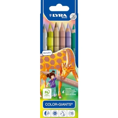 Afbeelding van LYRA Set van 6 reuzenkleurpotloden hout, zeshoekig, 6,3 mm, verschillende kleuren