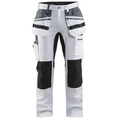 Image de Pantalon peintre stretch blanc/noir
