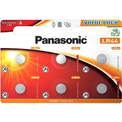 Afbeelding van Panasonic Batterij Alkaline, Knoopcel, LR44, V13GA, 1.5V Elektronica, Retail Blister (6 Pack)